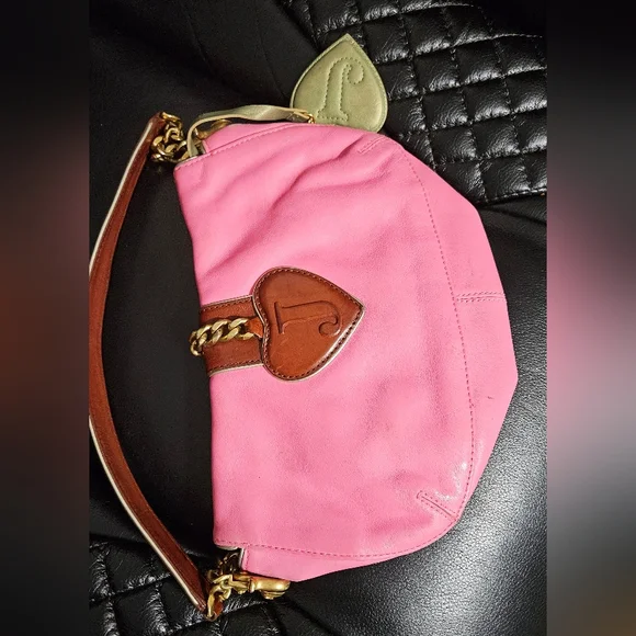 Juicy Couture Pink & Brown Shoulder Bag with Gold Chain Detail - Picture 3 of 5
